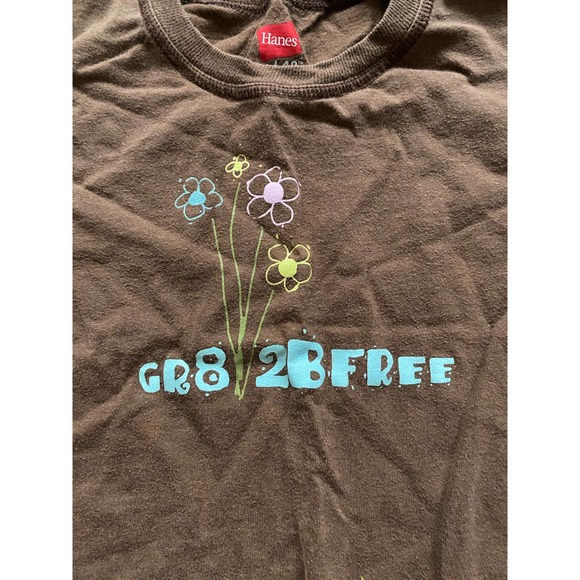 Girls Short Sleeved Brown Cotton Top Gr8 2BFree Design Spring Floral - Picture 2 of 4